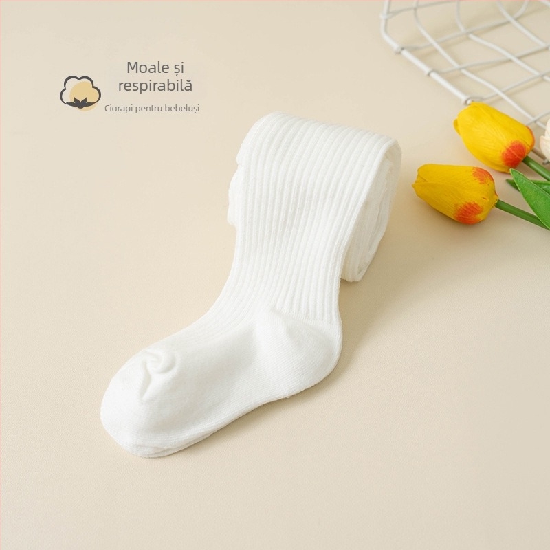 Colanți pentru bebeluși cu model în dungi, tricot Jacquard, amestec din bumbac-poliester, groși, respirabili pentru primăvară-toamnă (nou-născuți și copii mici 1–3 ani)