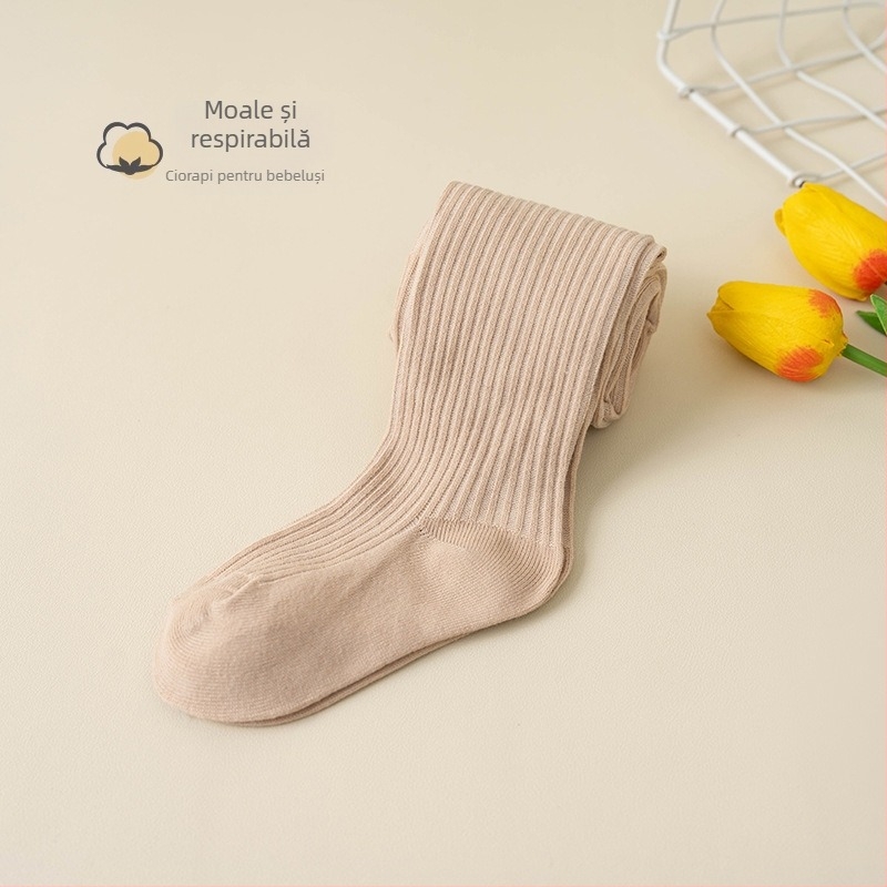 Colanți pentru bebeluși cu model în dungi, tricot Jacquard, amestec din bumbac-poliester, groși, respirabili pentru primăvară-toamnă (nou-născuți și copii mici 1–3 ani)