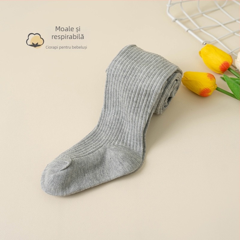 Colanți pentru bebeluși cu model în dungi, tricot Jacquard, amestec din bumbac-poliester, groși, respirabili pentru primăvară-toamnă (nou-născuți și copii mici 1–3 ani)