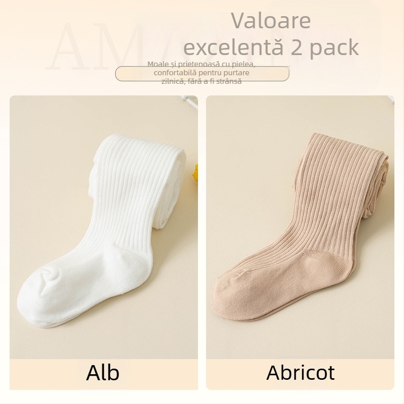 Colanți pentru bebeluși cu model în dungi, tricot Jacquard, amestec din bumbac-poliester, groși, respirabili pentru primăvară-toamnă (nou-născuți și copii mici 1–3 ani)