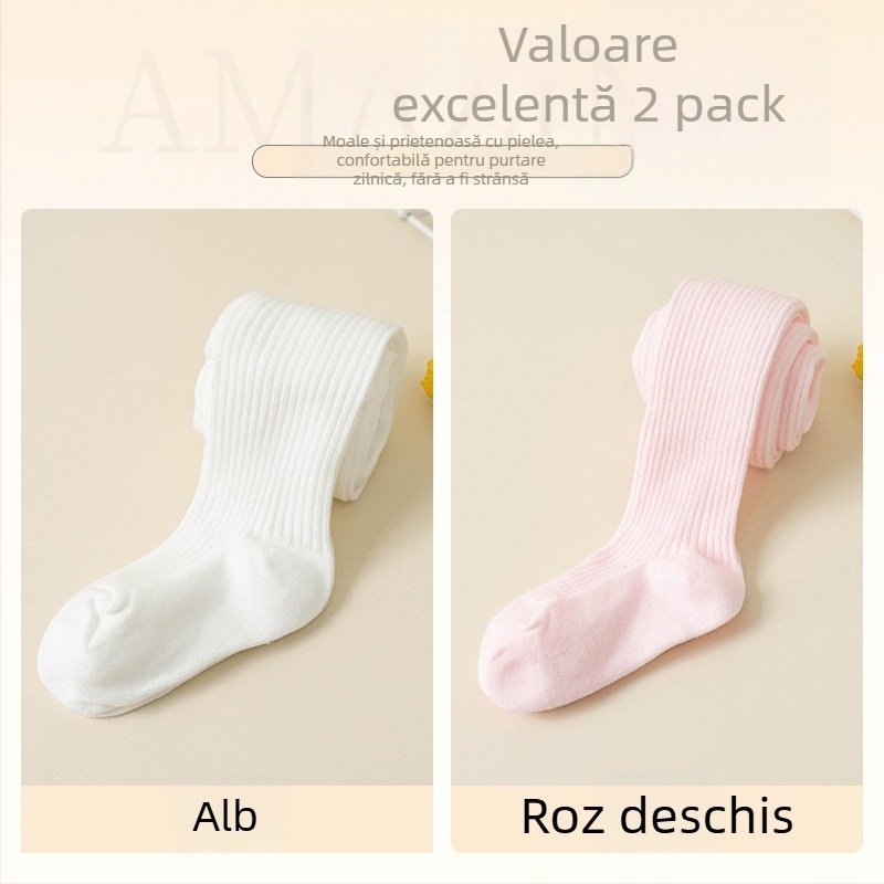 Colanți pentru bebeluși cu model în dungi, tricot Jacquard, amestec din bumbac-poliester, groși, respirabili pentru primăvară-toamnă (nou-născuți și copii mici 1–3 ani)