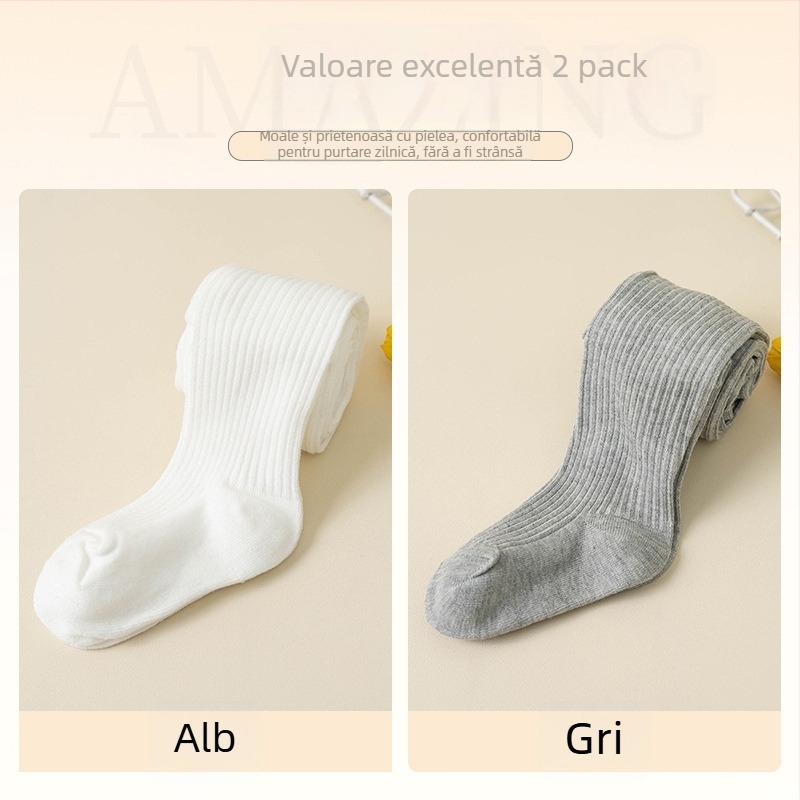 Colanți pentru bebeluși cu model în dungi, tricot Jacquard, amestec din bumbac-poliester, groși, respirabili pentru primăvară-toamnă (nou-născuți și copii mici 1–3 ani)