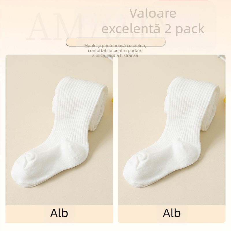 Colanți pentru bebeluși cu model în dungi, tricot Jacquard, amestec din bumbac-poliester, groși, respirabili pentru primăvară-toamnă (nou-născuți și copii mici 1–3 ani)