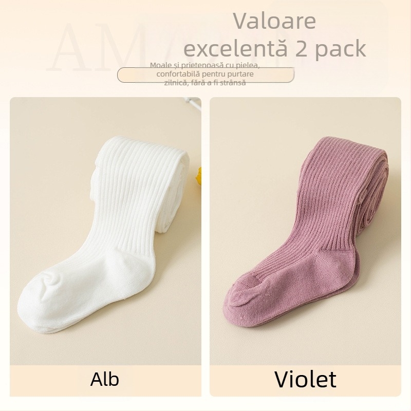 Colanți pentru bebeluși cu model în dungi, tricot Jacquard, amestec din bumbac-poliester, groși, respirabili pentru primăvară-toamnă (nou-născuți și copii mici 1–3 ani)