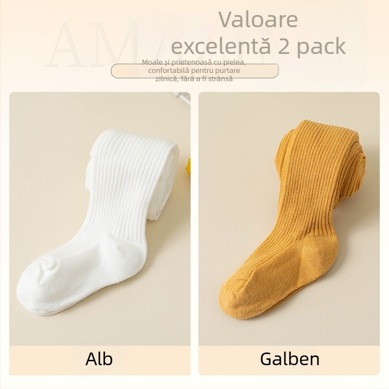 Colanți pentru bebeluși cu model în dungi, tricot Jacquard, amestec din bumbac-poliester, groși, respirabili pentru primăvară-toamnă (nou-născuți și copii mici 1–3 ani)