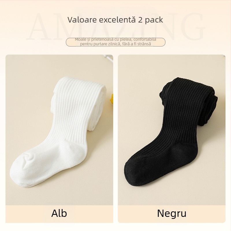 Colanți pentru bebeluși cu model în dungi, tricot Jacquard, amestec din bumbac-poliester, groși, respirabili pentru primăvară-toamnă (nou-născuți și copii mici 1–3 ani)