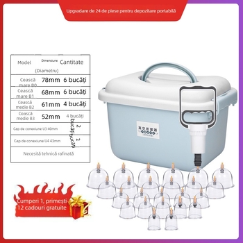 Aparat cu ventuze - ventuzare verticală, pentru uz casnic, construcție fără sticlă, 24 de cupe, 12 seturi într-o cutie