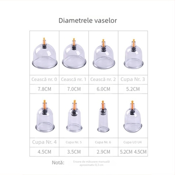 Aparat cu ventuze - ventuzare verticală, pentru uz casnic, construcție fără sticlă, 24 de cupe, 12 seturi într-o cutie