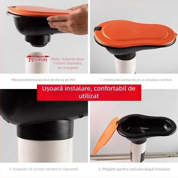 Toaletă temporară din plastic pentru construcții — fără rezervor, diametru standard al conductei de canalizare, fără sifon