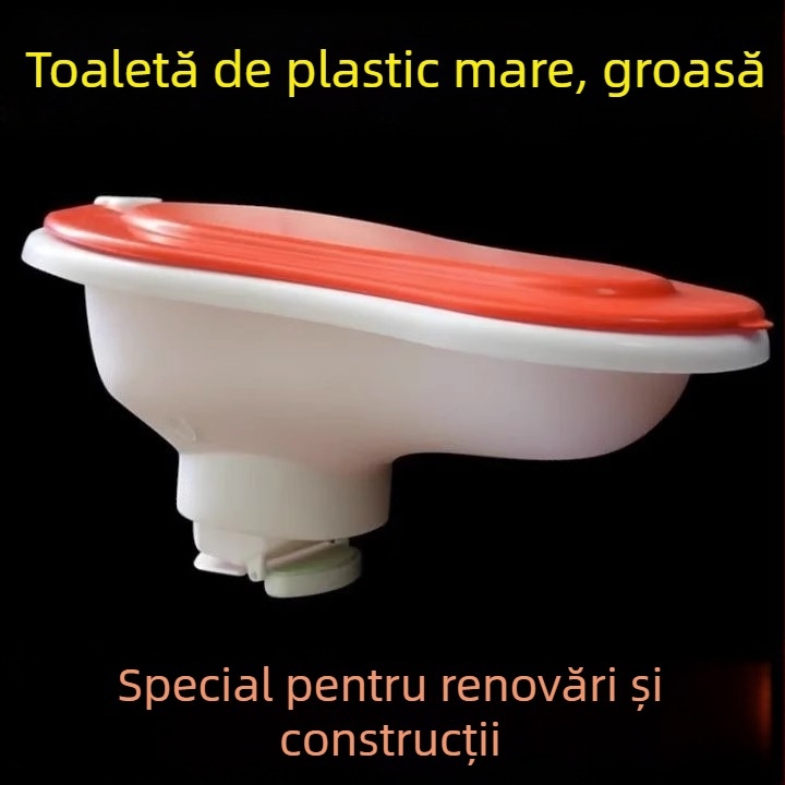 Toaletă temporară din plastic pentru construcții — fără rezervor, diametru standard al conductei de canalizare, fără sifon