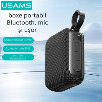 USAMS boxă Bluetooth pentru exterior, rezistentă la apă, Bluetooth 5.0, rază de până la 10 m, autonomie 4–8 ore