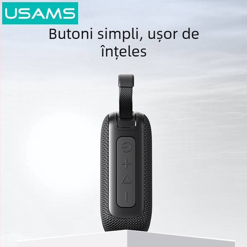 USAMS boxă Bluetooth pentru exterior, rezistentă la apă, Bluetooth 5.0, rază de până la 10 m, autonomie 4–8 ore