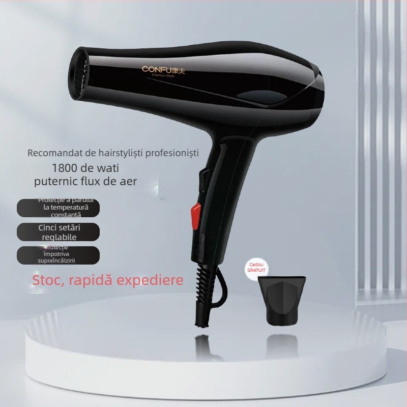 Uscător de păr 1800W motor DC, 220V, control al temperaturii aerului fierbinte, protecție la supraincălzire
