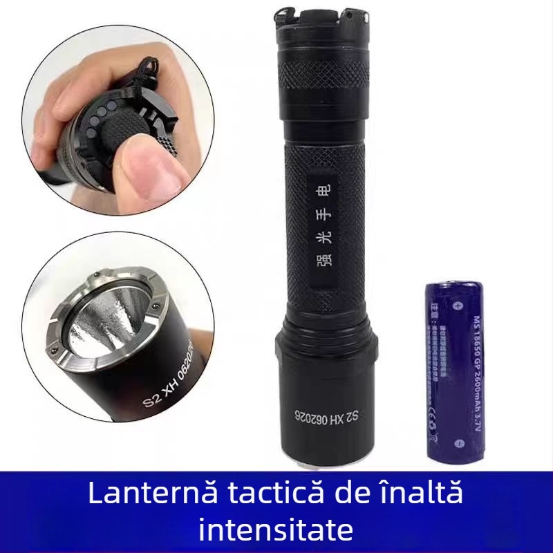 Lanternă din aliaj de aluminiu cu LED, 3 W, baterie 2000 mAh, reîncărcabilă