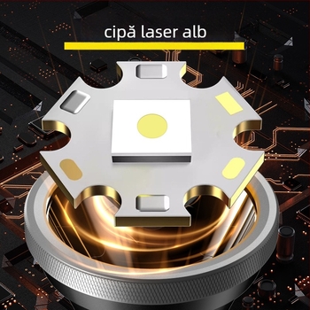 Fenar de mână din aliaj de aluminiu, baterie încorporată reîncărcabilă (18650), LED de 5W, fascicul de 50 m, timp de încărcare 3 ore, pentru exterior