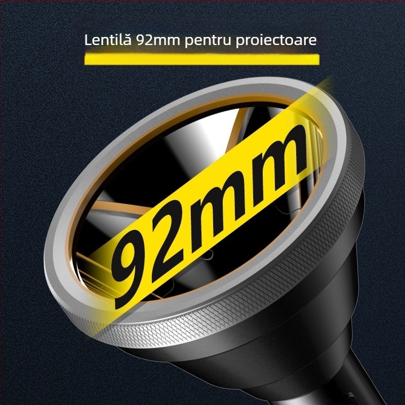 Fenar de mână din aliaj de aluminiu, baterie încorporată reîncărcabilă (18650), LED de 5W, fascicul de 50 m, timp de încărcare 3 ore, pentru exterior