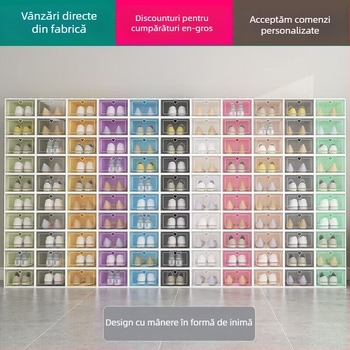 Benta cutie plastică pentru pantofi – economisește spațiu, transparentă, organizator pentru pantofi și cosmetice, imprimare siglă disponibilă