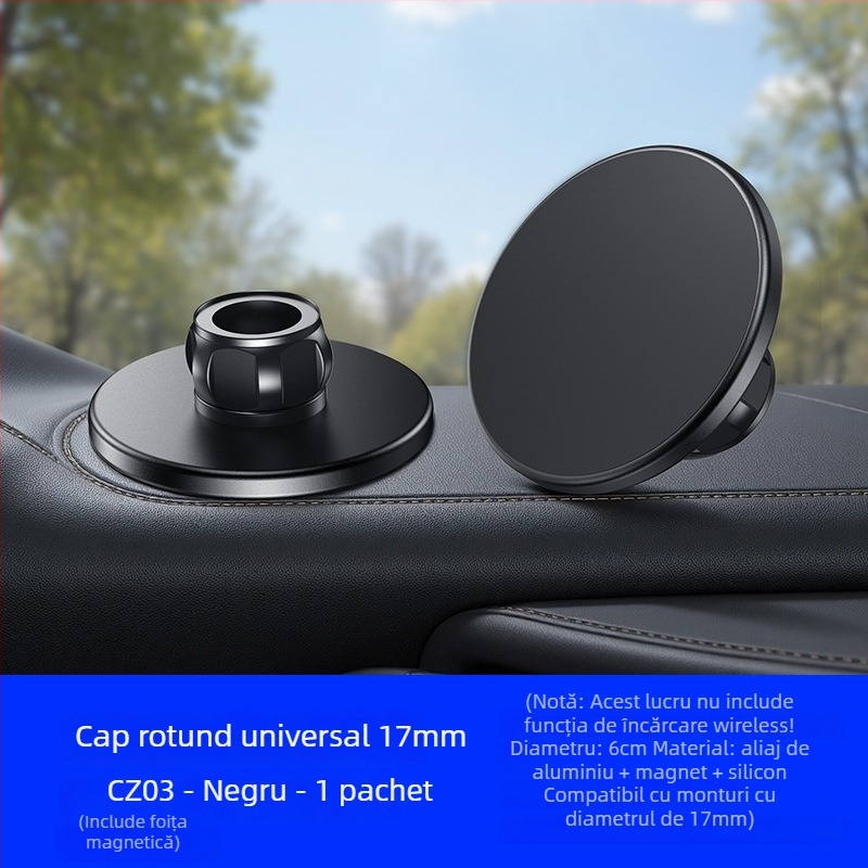 Cap magnetic MagSafe inelar pentru suport auto pentru bord, magnet N52, plastic ABS, montare magnetică, include foi de magnet