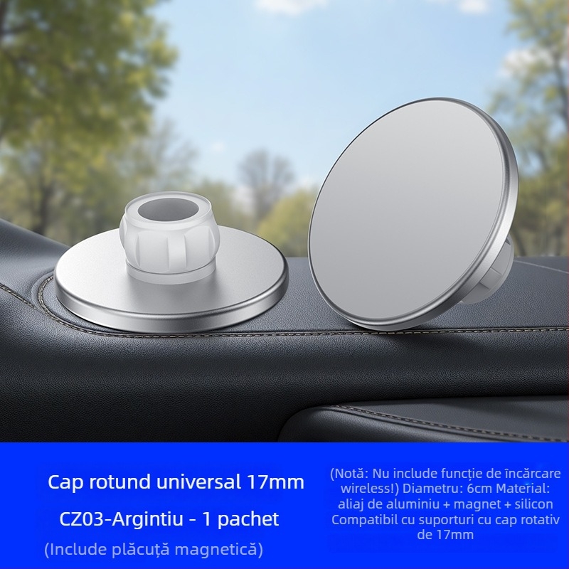 Cap magnetic MagSafe inelar pentru suport auto pentru bord, magnet N52, plastic ABS, montare magnetică, include foi de magnet