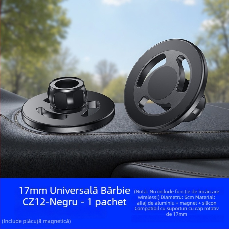 Cap magnetic MagSafe inelar pentru suport auto pentru bord, magnet N52, plastic ABS, montare magnetică, include foi de magnet