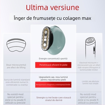Masaj facial cu vibrații, terapie cu lumină roșie, pentru uz casnic, portabil, baterie încorporată 800–1000 mAh