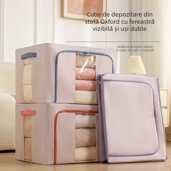 Cutie depozitare din țesătură Morandi serie — 600D Oxford cu cadru de oțel întărit, pliabilă, protecție împotriva prafului și umezelii, capacitate 24L/66L/100L