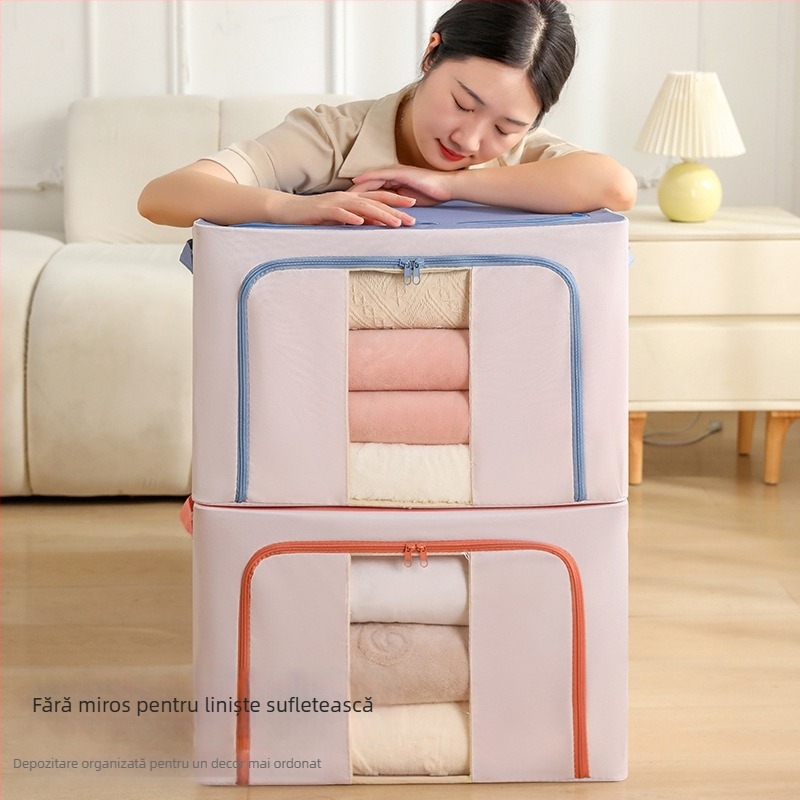 Cutie depozitare din țesătură Morandi serie — 600D Oxford cu cadru de oțel întărit, pliabilă, protecție împotriva prafului și umezelii, capacitate 24L/66L/100L