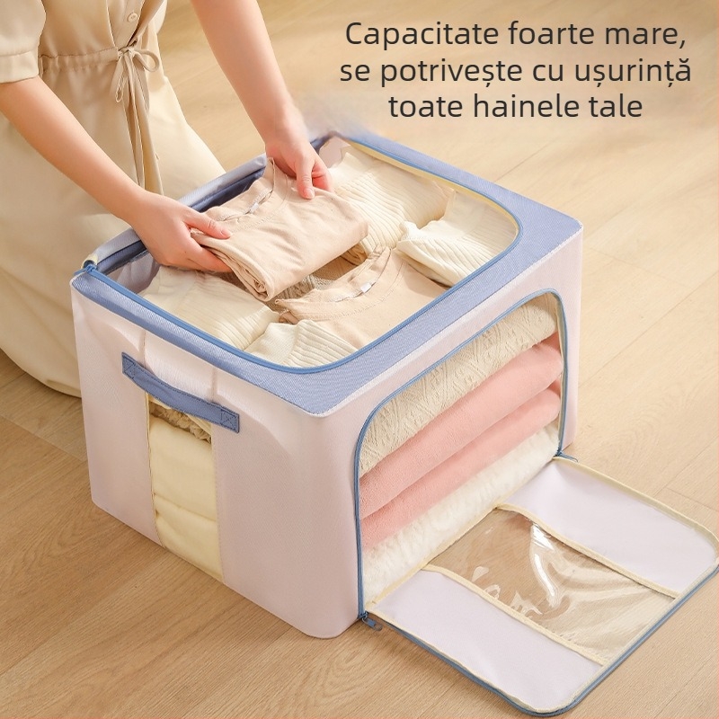 Cutie depozitare din țesătură Morandi serie — 600D Oxford cu cadru de oțel întărit, pliabilă, protecție împotriva prafului și umezelii, capacitate 24L/66L/100L