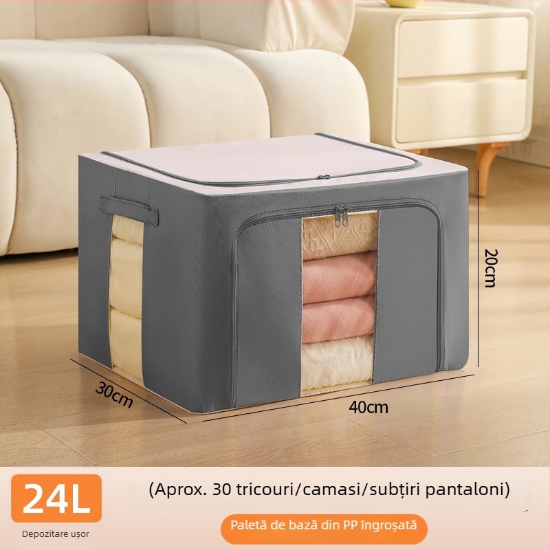 Cutie depozitare din țesătură Morandi serie — 600D Oxford cu cadru de oțel întărit, pliabilă, protecție împotriva prafului și umezelii, capacitate 24L/66L/100L