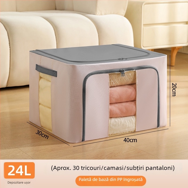 Cutie depozitare din țesătură Morandi serie — 600D Oxford cu cadru de oțel întărit, pliabilă, protecție împotriva prafului și umezelii, capacitate 24L/66L/100L