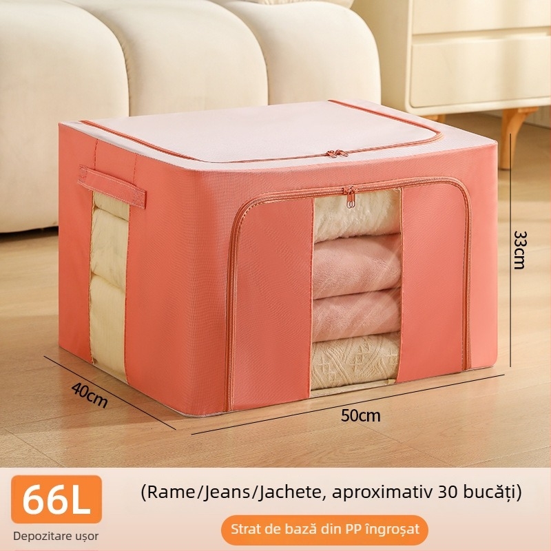 Cutie depozitare din țesătură Morandi serie — 600D Oxford cu cadru de oțel întărit, pliabilă, protecție împotriva prafului și umezelii, capacitate 24L/66L/100L