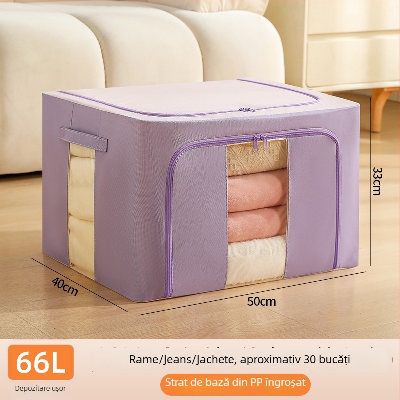Cutie depozitare din țesătură Morandi serie — 600D Oxford cu cadru de oțel întărit, pliabilă, protecție împotriva prafului și umezelii, capacitate 24L/66L/100L