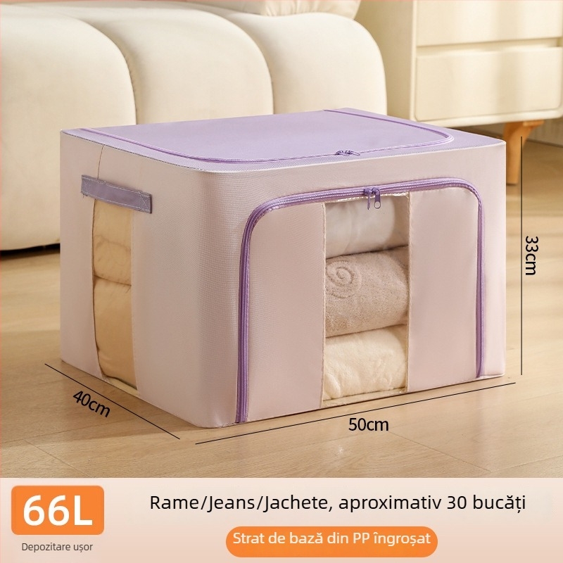 Cutie depozitare din țesătură Morandi serie — 600D Oxford cu cadru de oțel întărit, pliabilă, protecție împotriva prafului și umezelii, capacitate 24L/66L/100L