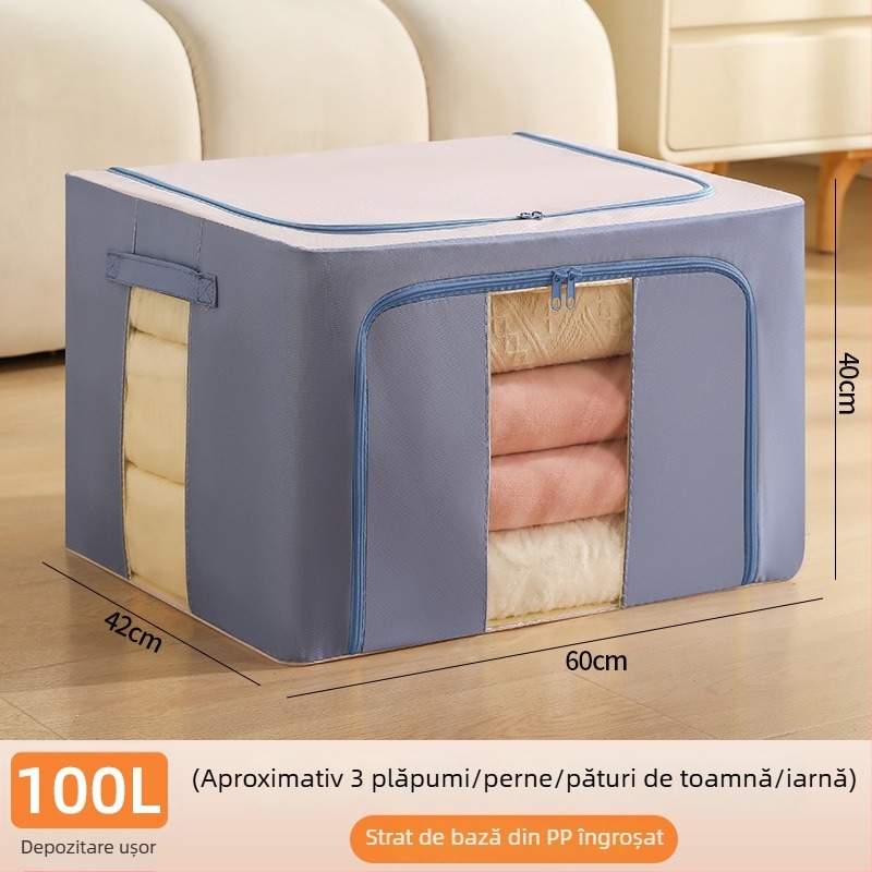 Cutie depozitare din țesătură Morandi serie — 600D Oxford cu cadru de oțel întărit, pliabilă, protecție împotriva prafului și umezelii, capacitate 24L/66L/100L