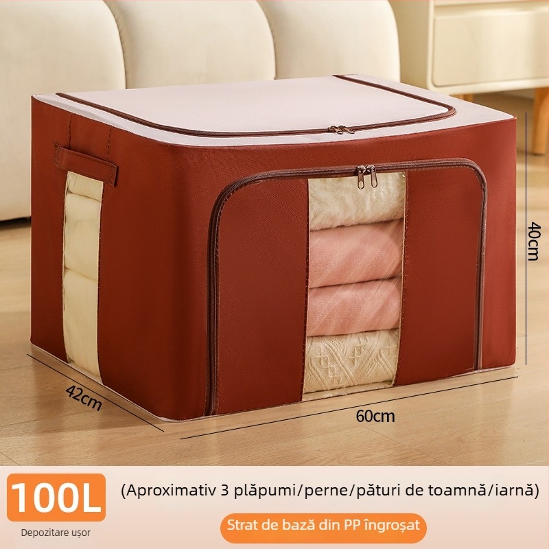 Cutie depozitare din țesătură Morandi serie — 600D Oxford cu cadru de oțel întărit, pliabilă, protecție împotriva prafului și umezelii, capacitate 24L/66L/100L