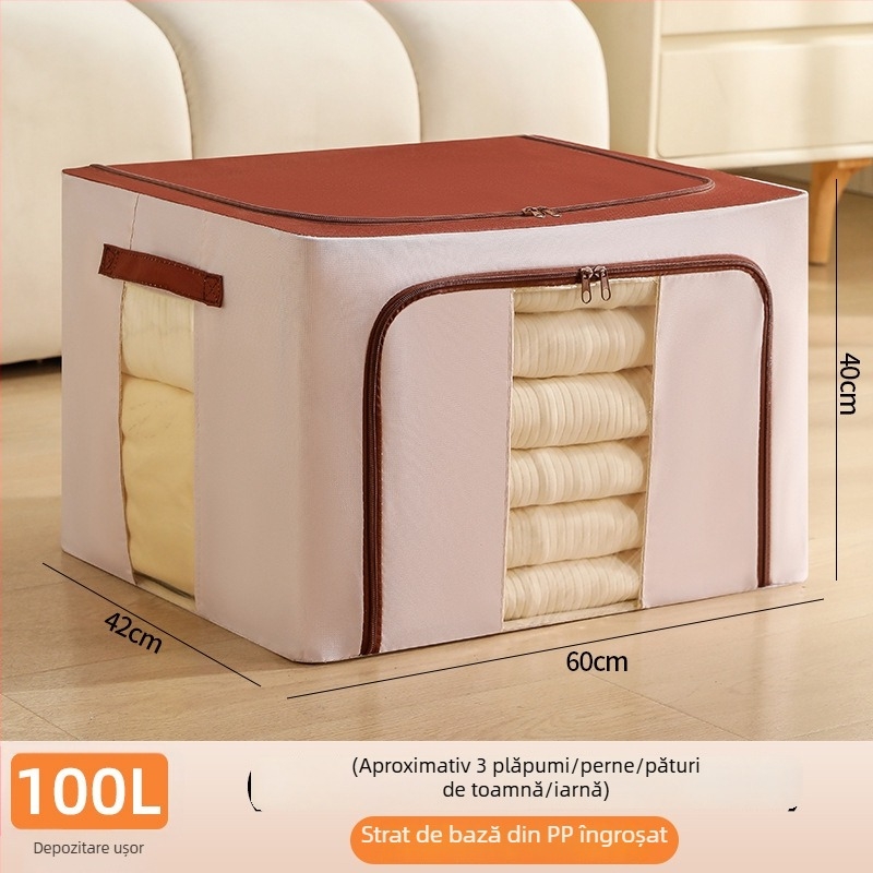 Cutie depozitare din țesătură Morandi serie — 600D Oxford cu cadru de oțel întărit, pliabilă, protecție împotriva prafului și umezelii, capacitate 24L/66L/100L