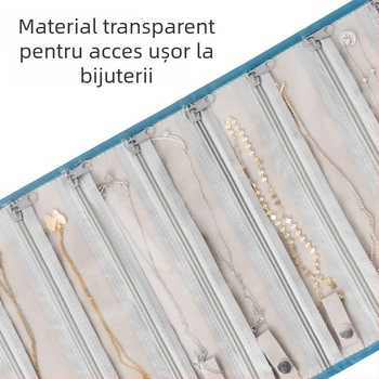 Geantă pentru bijuterii de călătorie – din pânză, cu dungă (STP10202, stil lejer, construcție moale)
