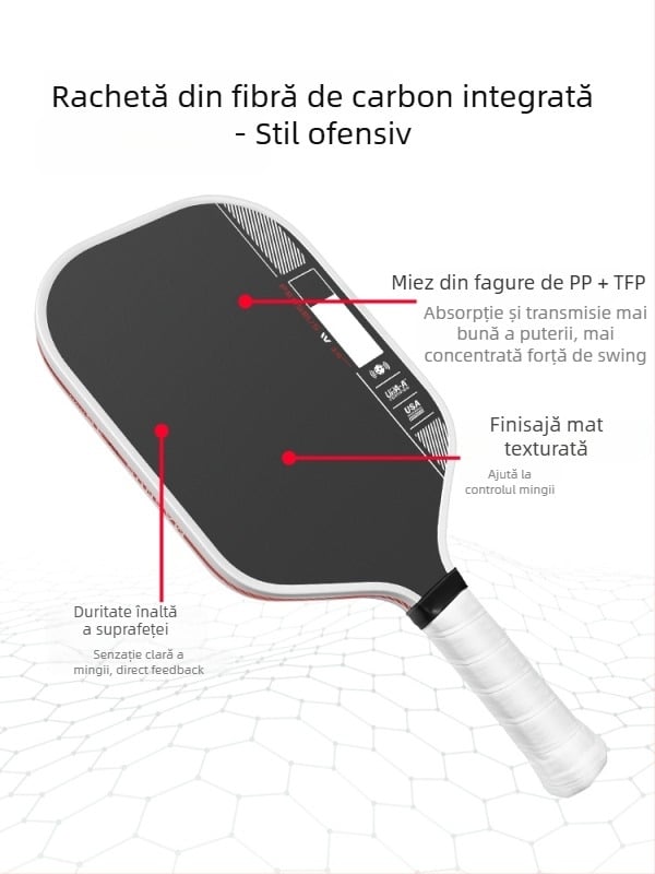 Rachetă de pickleball pentru copii din fibră de carbon T700, Holi Sports GEN4, 220 g