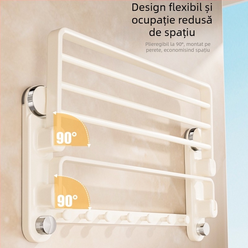 Oginsk suport metal pentru prosoape de baie, prindere cu ventuză, fără găuri, cu tijă de agățare integrată