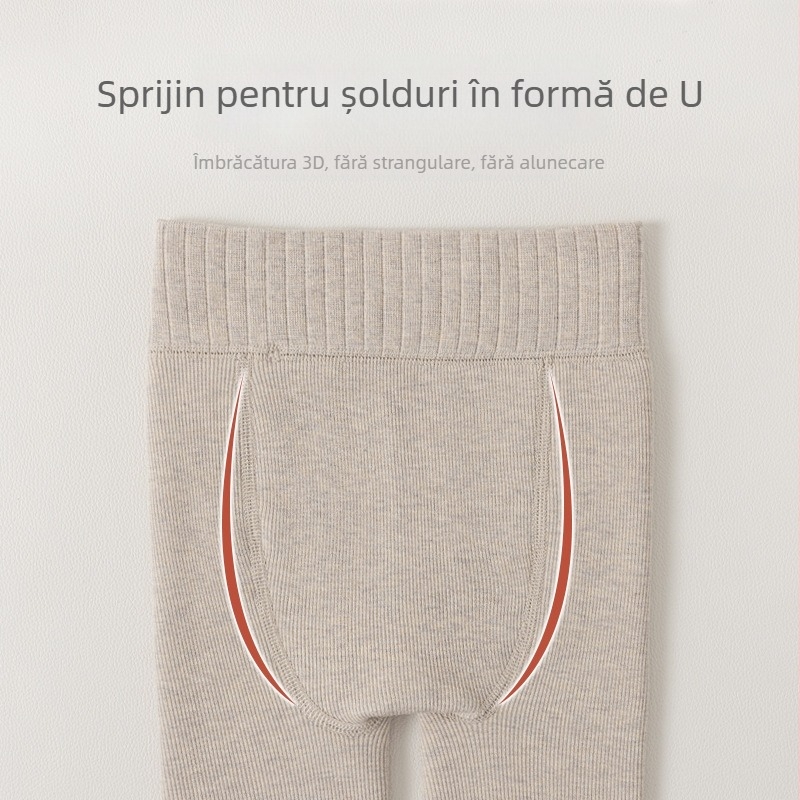 Colanți termici pentru fetițe, căptuțiți cu fleece, lungime gleznă, talie înaltă, iarnă, 85% poliester