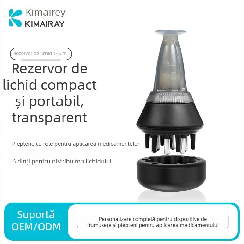 Dispozitiv pentru îngrijirea scalpului cu dozator manual pentru livrarea lichidului și masaj al scalpului