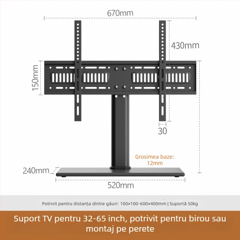 Bază universală pentru TV și suport de perete, control mecanic, braț din fier, capacitate de încărcare peste 15 kg