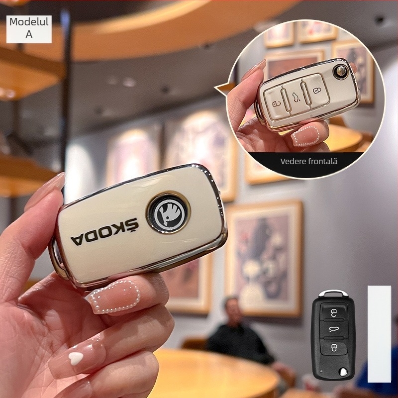 Carcasă cheie Skoda Huihuangda TPU – de înaltă clasă (Brand: Huihuangda; Marcă auto: Skoda; Material: TPU; Stil: De înaltă clasă)