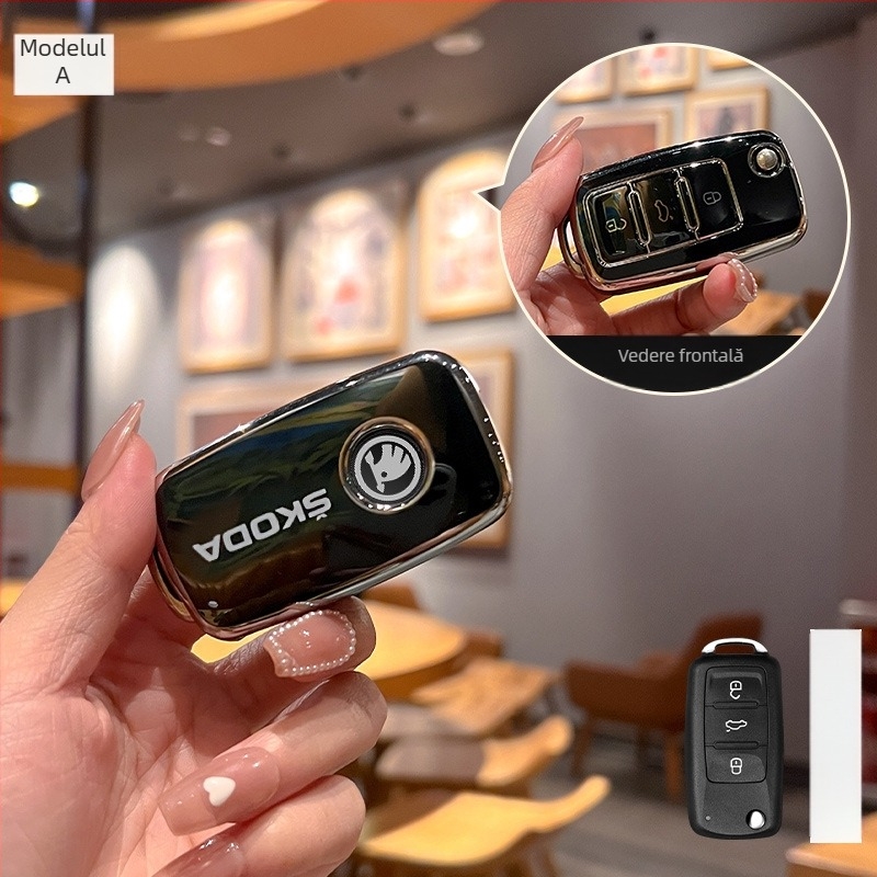 Carcasă cheie Skoda Huihuangda TPU – de înaltă clasă (Brand: Huihuangda; Marcă auto: Skoda; Material: TPU; Stil: De înaltă clasă)
