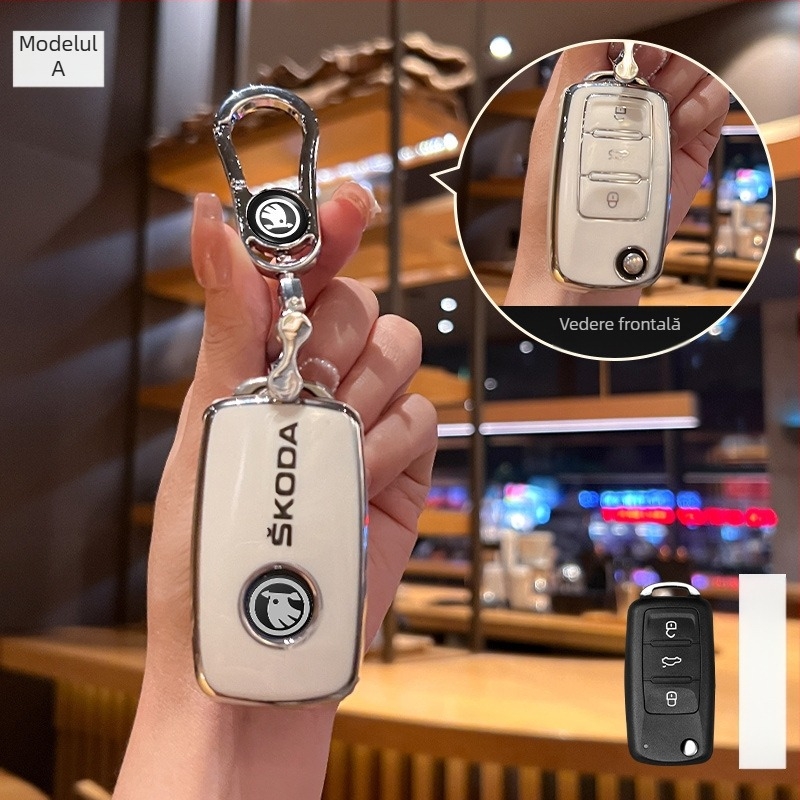 Carcasă cheie Skoda Huihuangda TPU – de înaltă clasă (Brand: Huihuangda; Marcă auto: Skoda; Material: TPU; Stil: De înaltă clasă)