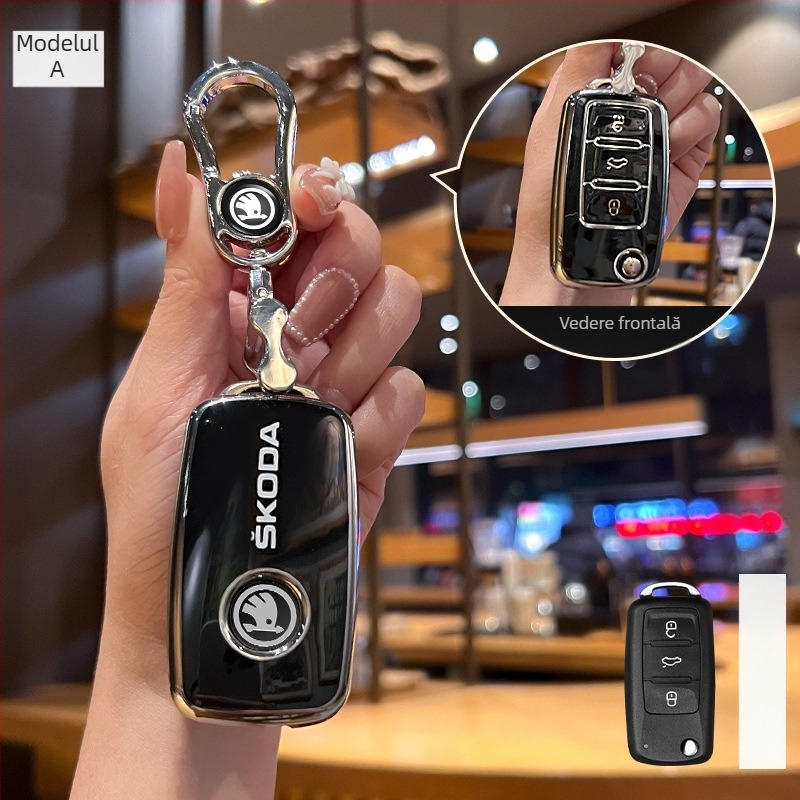 Carcasă cheie Skoda Huihuangda TPU – de înaltă clasă (Brand: Huihuangda; Marcă auto: Skoda; Material: TPU; Stil: De înaltă clasă)