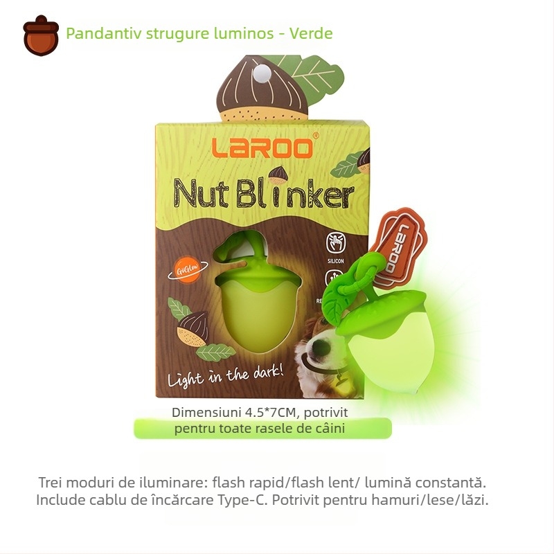 Pandantiv luminos pentru câine – silicon, LED, reîncărcabil, stil desen animat, anti-pierdere