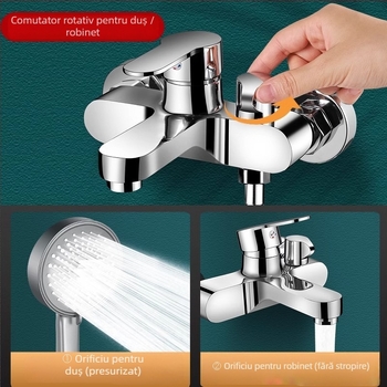 Set de duș încastrat pe perete din cupru, cu funcții de spray, masaj, bule și ploaie; cap de duș rotund; temperatură de lucru 0-80°C