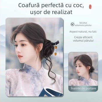 Perucă cu coadă – complet lucrată manual, sârmă rezistentă la temperaturi, nu se poate vopsi sau da cu perm, versiune personalizată (stil cozii: strâns)