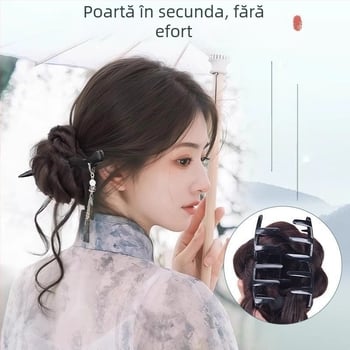 Perucă cu coadă – complet lucrată manual, sârmă rezistentă la temperaturi, nu se poate vopsi sau da cu perm, versiune personalizată (stil cozii: strâns)